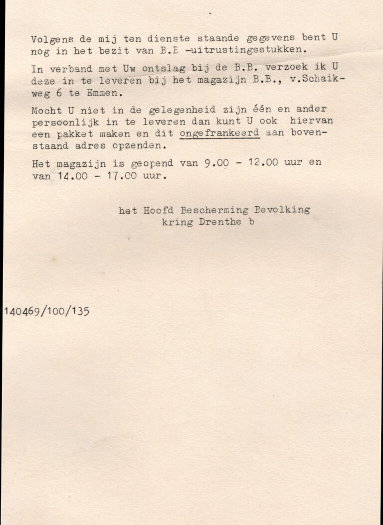 Inleveren BB-spullen